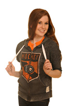 Load image into Gallery viewer, Philadelphia Flyers 3/4 Sleeve Burnout Zip Hoody in Grey
