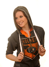 Load image into Gallery viewer, Philadelphia Flyers 3/4 Sleeve Burnout Zip Hoody in Grey
