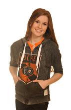 Load image into Gallery viewer, Philadelphia Flyers 3/4 Sleeve Burnout Zip Hoody in Grey
