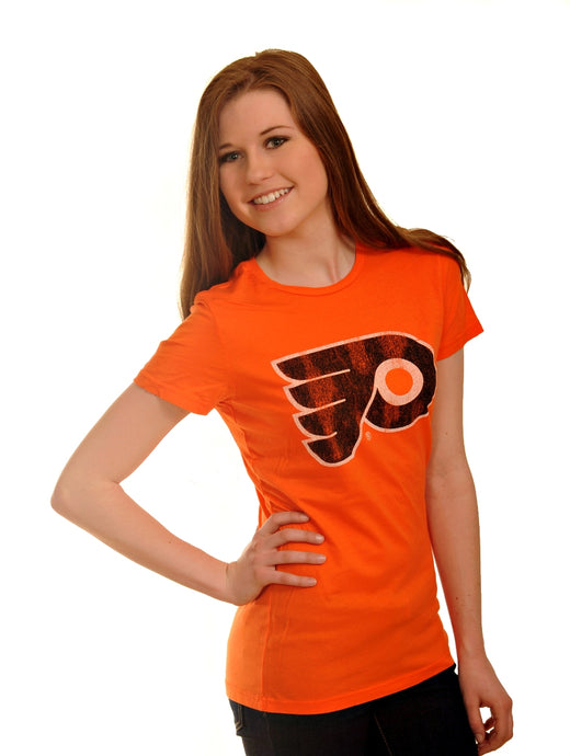 Philadelphia Flyers Crew Neck Cap Sleeve Tee in Orange