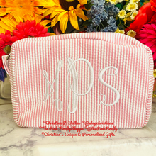 Load image into Gallery viewer, Seersucker Cosmetic Bags Personalized 
