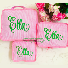 Load image into Gallery viewer, Personalized Packing Cubes Set of 3 | Monogram Travel Set | Embroidered Suitcase Cubes | FREE Shipping | All Sales Final
