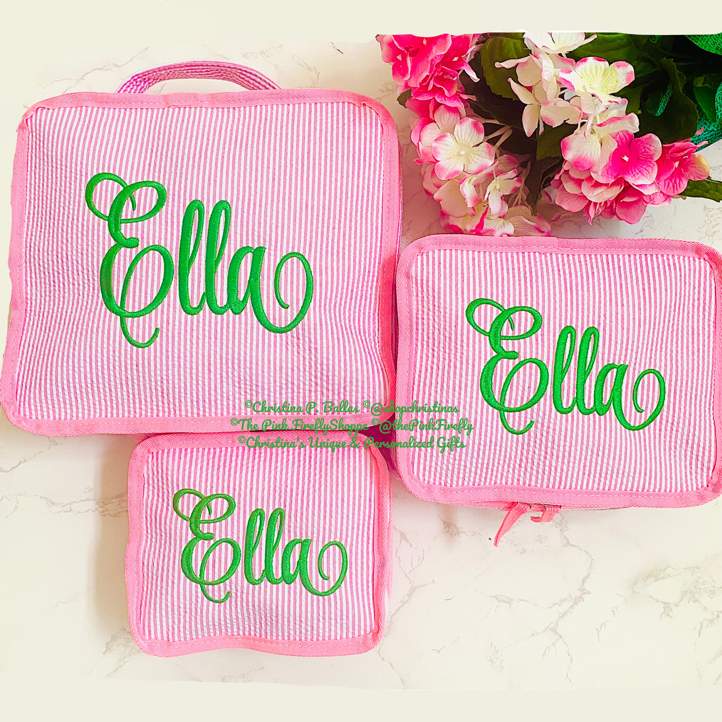 Personalized Packing Cubes Set of 3 | Monogram Travel Set | Embroidered Suitcase Cubes | FREE Shipping | All Sales Final