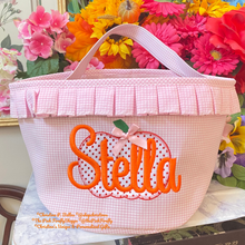 Load image into Gallery viewer, Halloween Bucket Pink Gingham w/Pumpkin Design Personalized | FREE Shipping | All Sales Final
