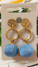 Load image into Gallery viewer, Lizas Post Earrings Blue Fabric (Free Shipping)

