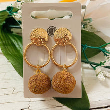Load image into Gallery viewer, Lizas Post Earrings Light Brown Fabric
