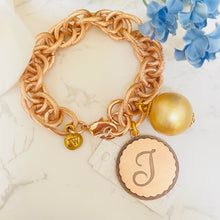 Load image into Gallery viewer, John Wind Sorority Gal Cotton Pearl Initial Bracelet Rose Gold T
