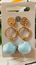 Load image into Gallery viewer, Lizas Post Earrings Light Blue Satin (Free Shipping)
