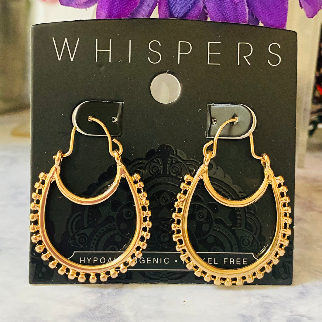 Whispers Gold Hoop with Ball Latch Dangle Earrings (Free Shipping)
