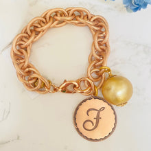 Load image into Gallery viewer, John Wind Sorority Gal Cotton Pearl Initial Bracelet Rose Gold F
