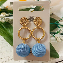 Load image into Gallery viewer, Lizas Post Earrings Blue Fabric
