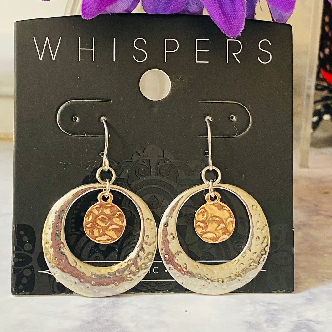 Whispers Two-Tone Round Dangle Earrings (Free Shipping)