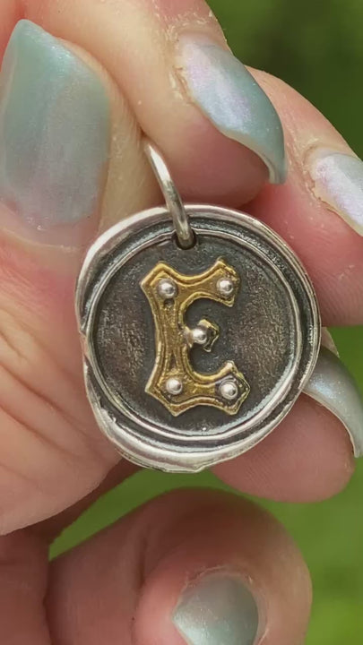 Waxing Poetic Rivet Insignia Charm Letter E