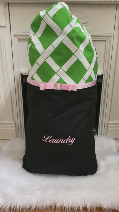 Laundry Bag Green Lattice 