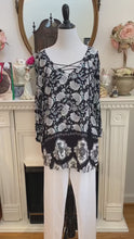 Load and play video in Gallery viewer, Simply Noelle Lotus Flower Top in Black/Teal | FREE Shipping | Size XS (Sizes 4 - 6) NWT | All Sales Final
