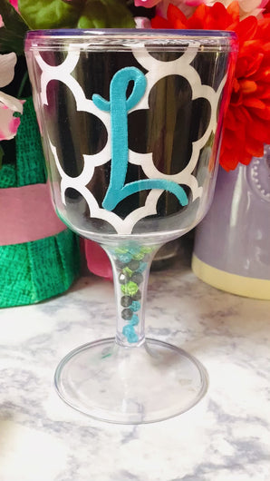 Personalized Acrylic Wine Goblet Initial L