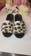 Load and play video in Gallery viewer, Amanda Blu Leopard Print Slippers (Size 8/9)
