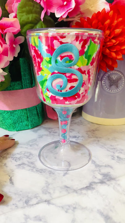 Personalized Acrylic Wine Goblet Initial S