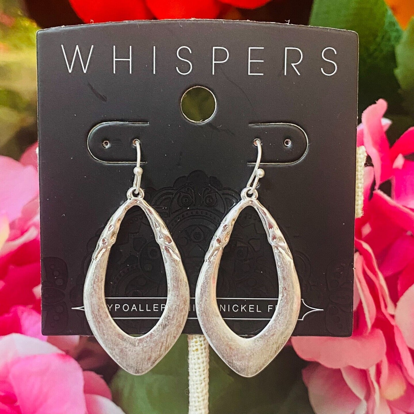 Whispers Silver Oval Drop Dangle Earrings | FREE Shipping | All Sales Final