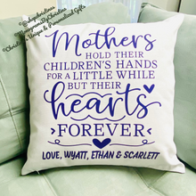 Load image into Gallery viewer, Mothers Hold Their Child&#39;s Hand Personalized 18&quot; Canvas Throw Pillow
