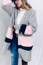 Load image into Gallery viewer, And The White Sherpa Fleece Color Block Cardigan
