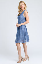 Load image into Gallery viewer, Doe &amp; Rae All Over Lace Flare Dress Slate Blue
