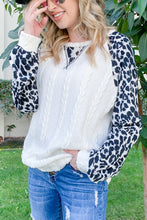 Load image into Gallery viewer, And The Why Leopard Sleeve Color Block Cable Knit Top (Small Only)
