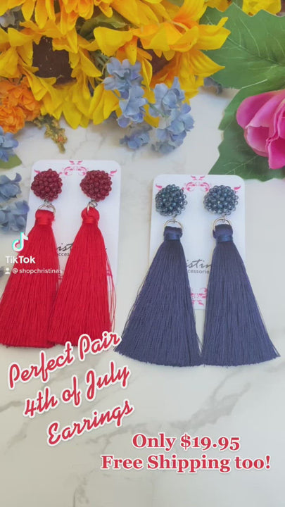 4th of July Earrings Tassel Earrings