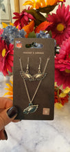 Load and play video in Gallery viewer, Philadelphia Eagles Earrings &amp; Necklace Set
