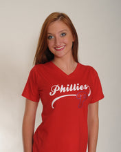 Load image into Gallery viewer, Philadelphia Phillies Red Bling &quot;P&quot; Top for Women (Box Cut)
