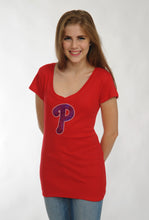 Load image into Gallery viewer, Philadelphia Phillies VNeck Bling Top Red for Women
