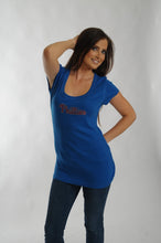 Load image into Gallery viewer, Philadelphia Phillies Scoop Neck Bling Top Royal Blue for Women
