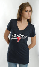 Load image into Gallery viewer, Philadelphia Phillies Navy Triblend Top for Women
