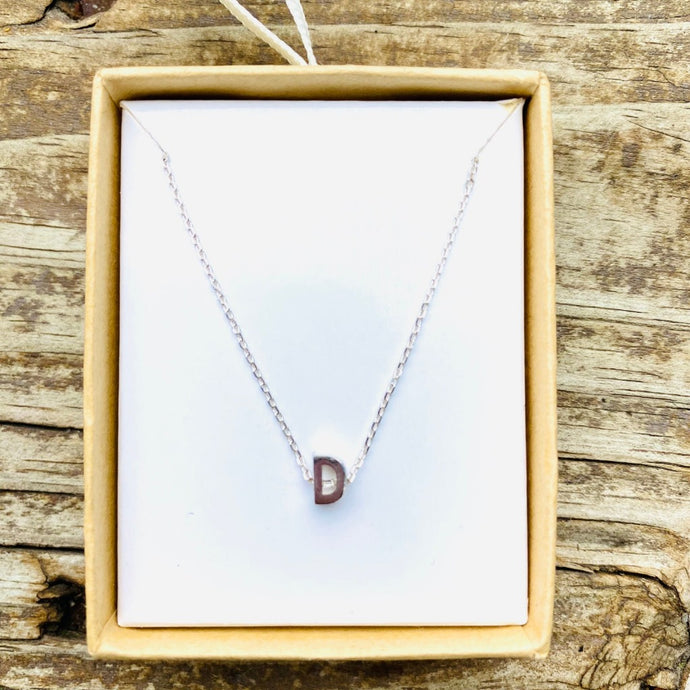 Sweet Dainty Initial Necklace Silver D
