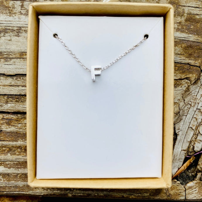 Sweet Dainty Initial Necklace Silver F