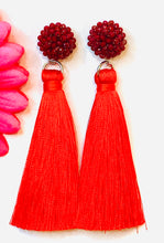 Load image into Gallery viewer, Denver Tassel Post Earrings  Red
