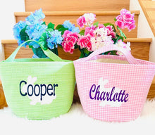 Load image into Gallery viewer, Gingham Easter Bag with Bunny Personalized
