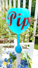 Load image into Gallery viewer, The Beach Glass Floating Beach Wine Glass Personalized Turquosiseed
