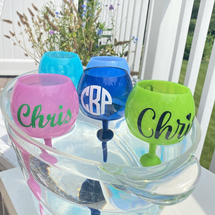 The Beach Glass Floating Wine Glass Monogrammed