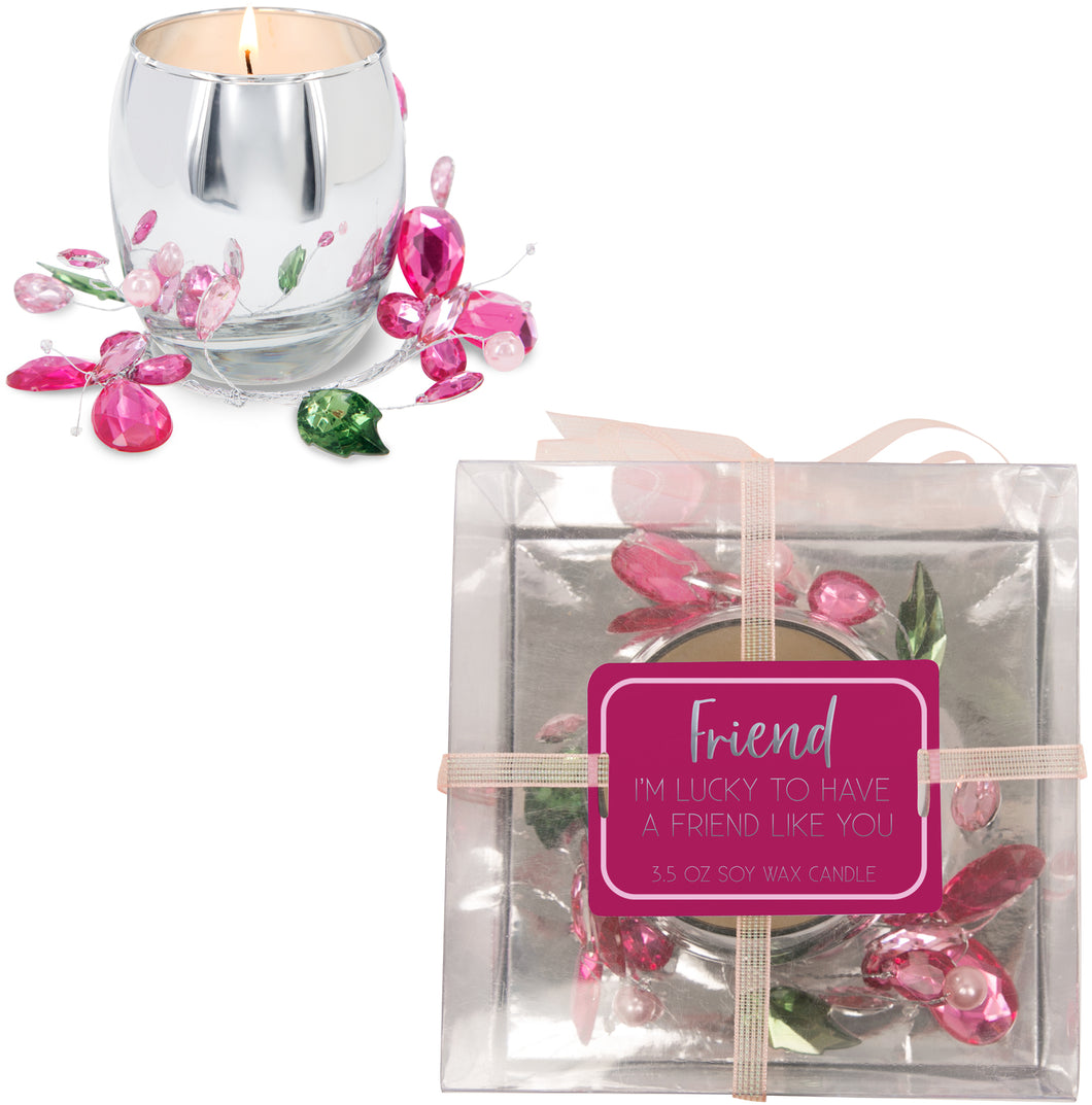 Friend Pink Butterfly - Soy Wax Candle 3.5oz Scent: Jasmine