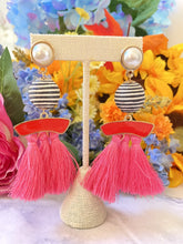 Load image into Gallery viewer, Fun &amp; Colorful Tassel Post Earrings Hot Pink
