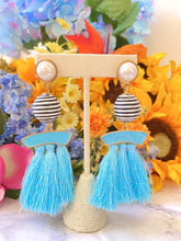 Load image into Gallery viewer, Fun &amp; Colorful Tassel Post Earrings Turquoise
