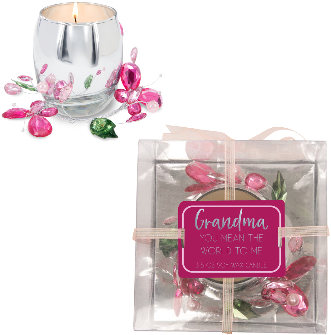 Grandma Pink Butterfly - Soy Wax Candle 3.5oz Scent: Jasmine