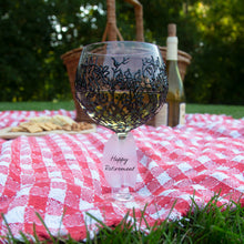 Load image into Gallery viewer, Happy Retirement Wine Glass with Black Vines Decor
