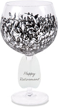 Load image into Gallery viewer, Happy Retirement Wine Glass with Black Vines Decor

