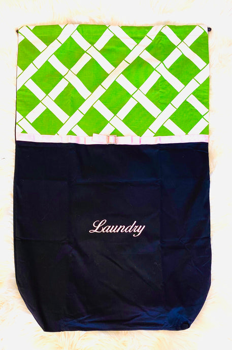 Laundry Bag Green Lattice