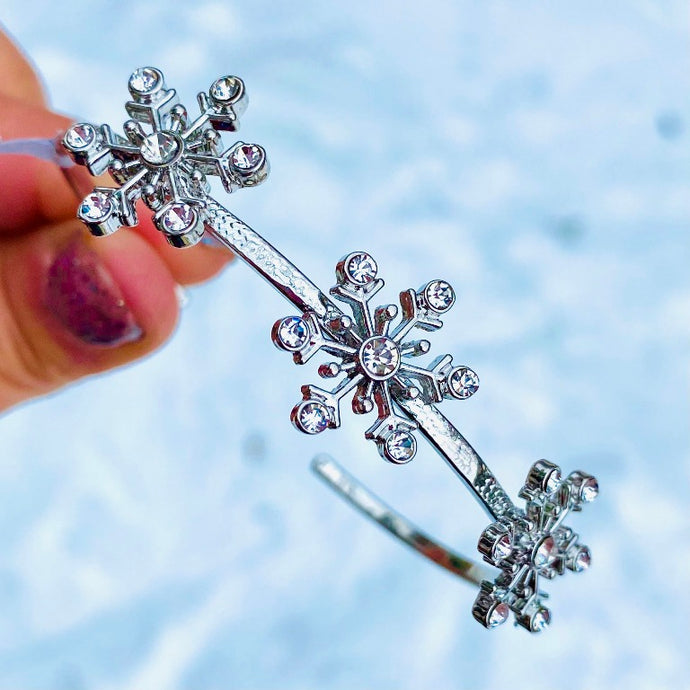 Rhinestone Snowflake Cuff Bracelets