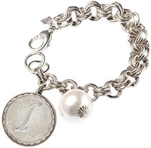 Load image into Gallery viewer, John Wind Sorority Gal Cotton Pearl Initial I Bracelet Silver
