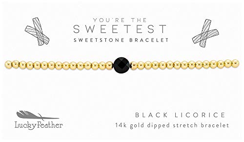 Lucky Feather Sweet Stone Stackable Stretch 14K Gold Dipped Bead Bracelet
