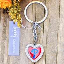 Load image into Gallery viewer, Philadelphia Phillies Crystal Heart Keyring
